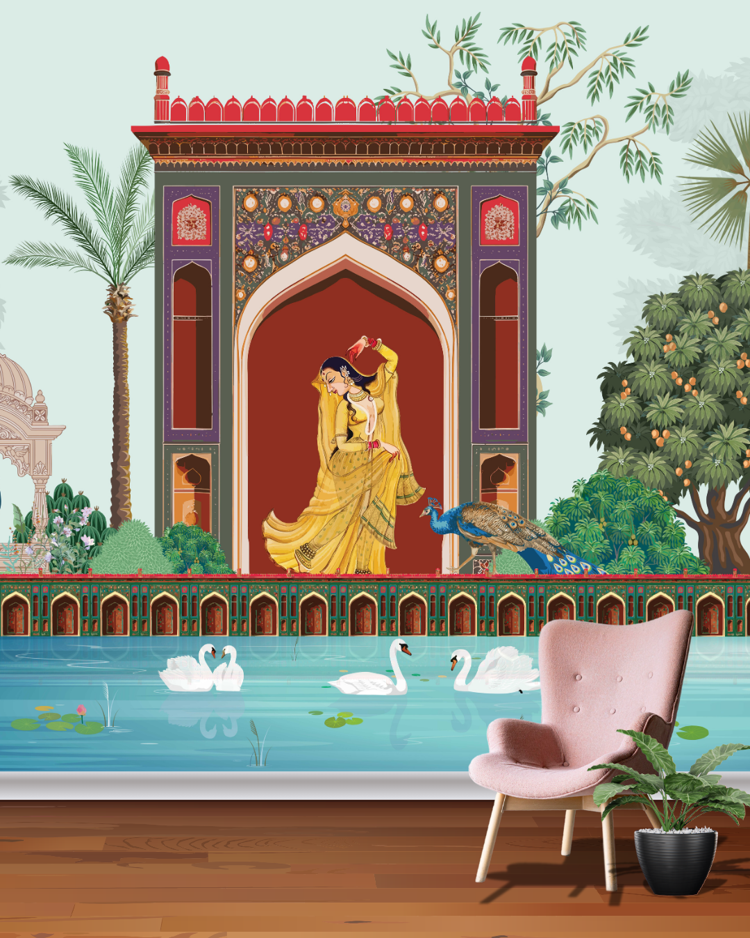 Graceful Reverie: A Dance in Mughal Splendor