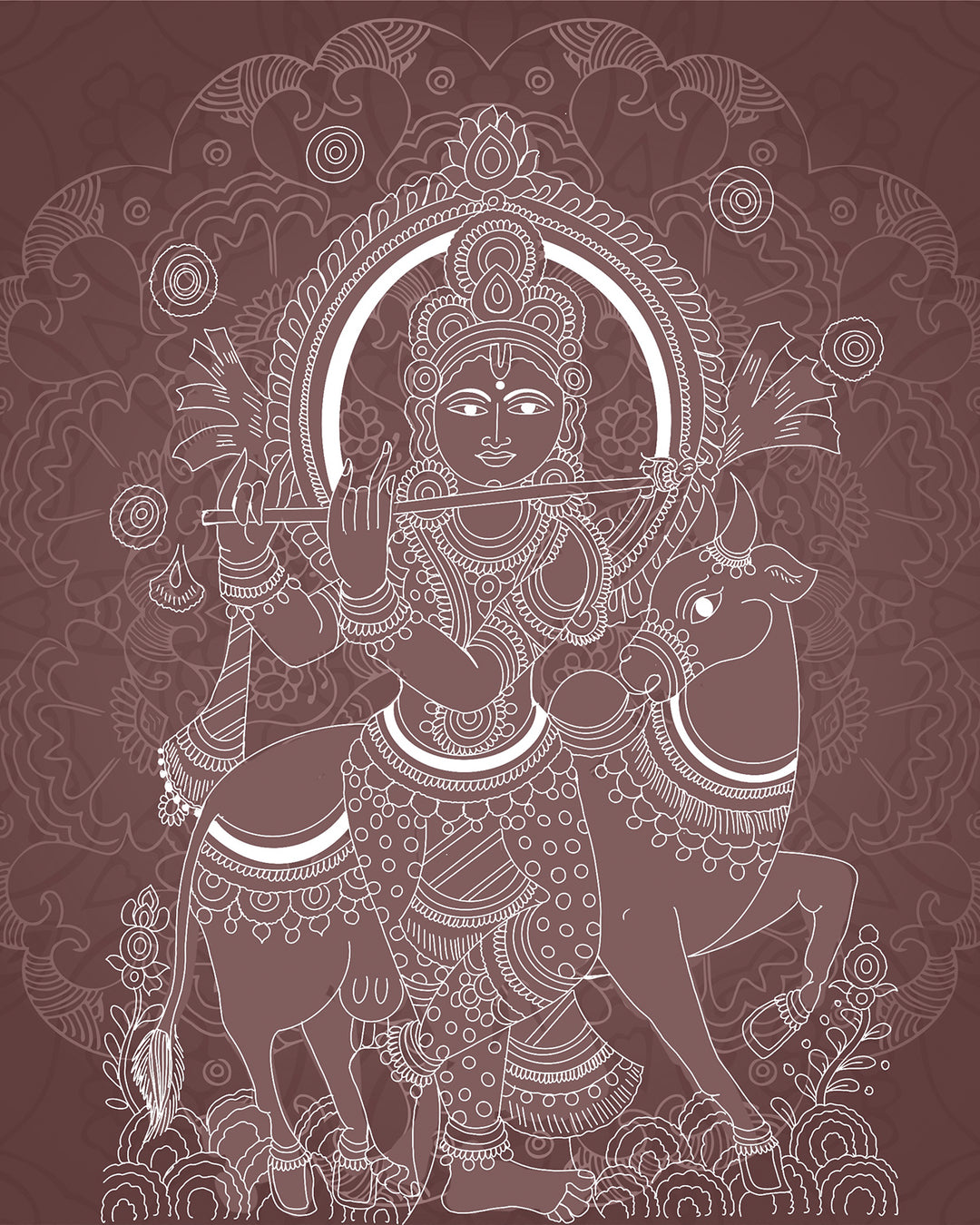 Divine Harmony: Krishna in Ethereal Elegance