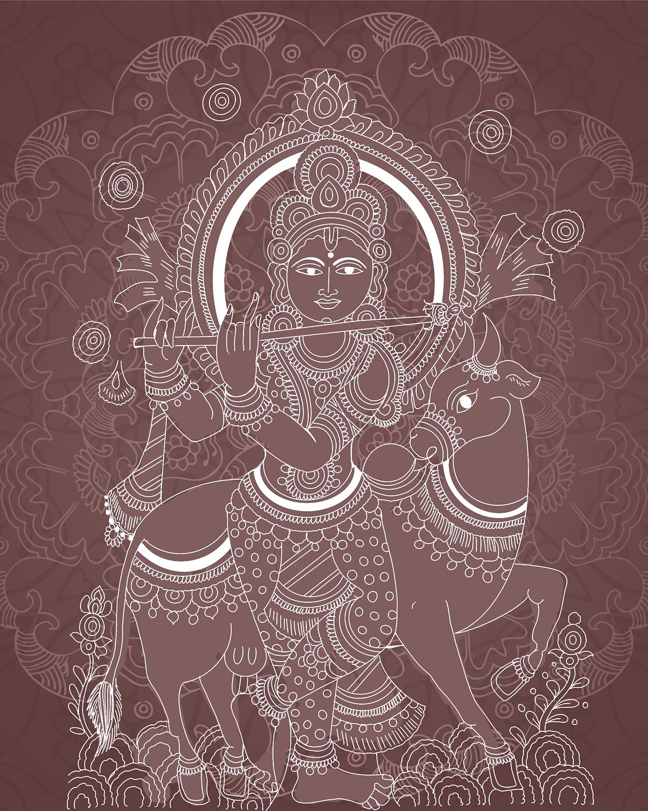 Divine Harmony: Krishna in Ethereal Elegance