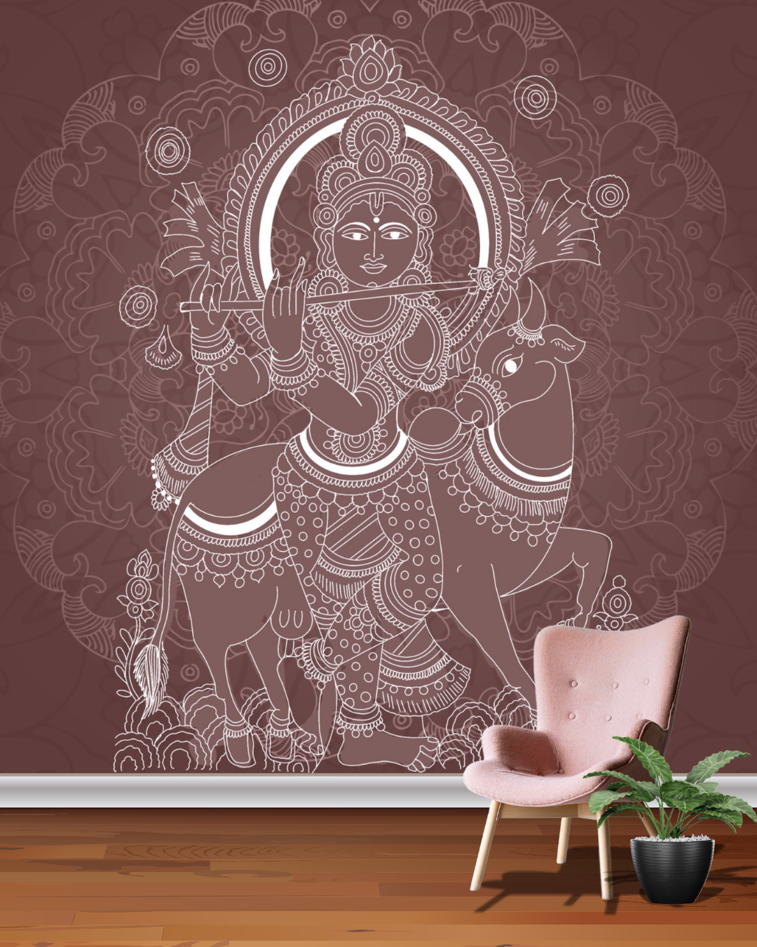 Divine Harmony: Krishna in Ethereal Elegance