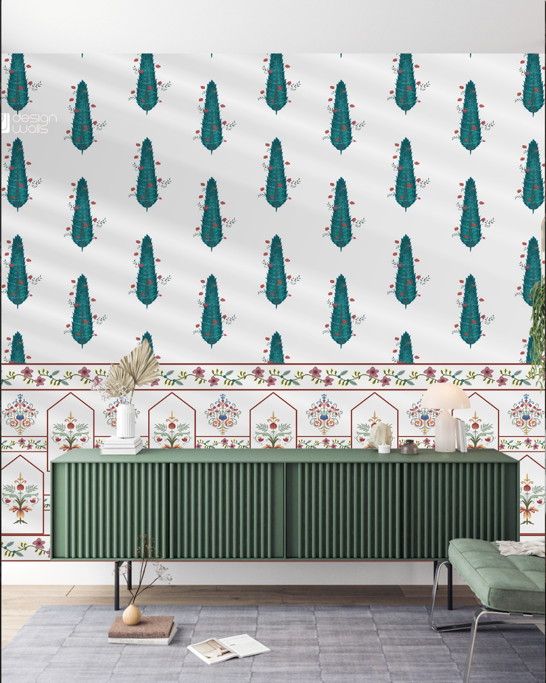 Multicolor Printed Ethnic Wallpaper